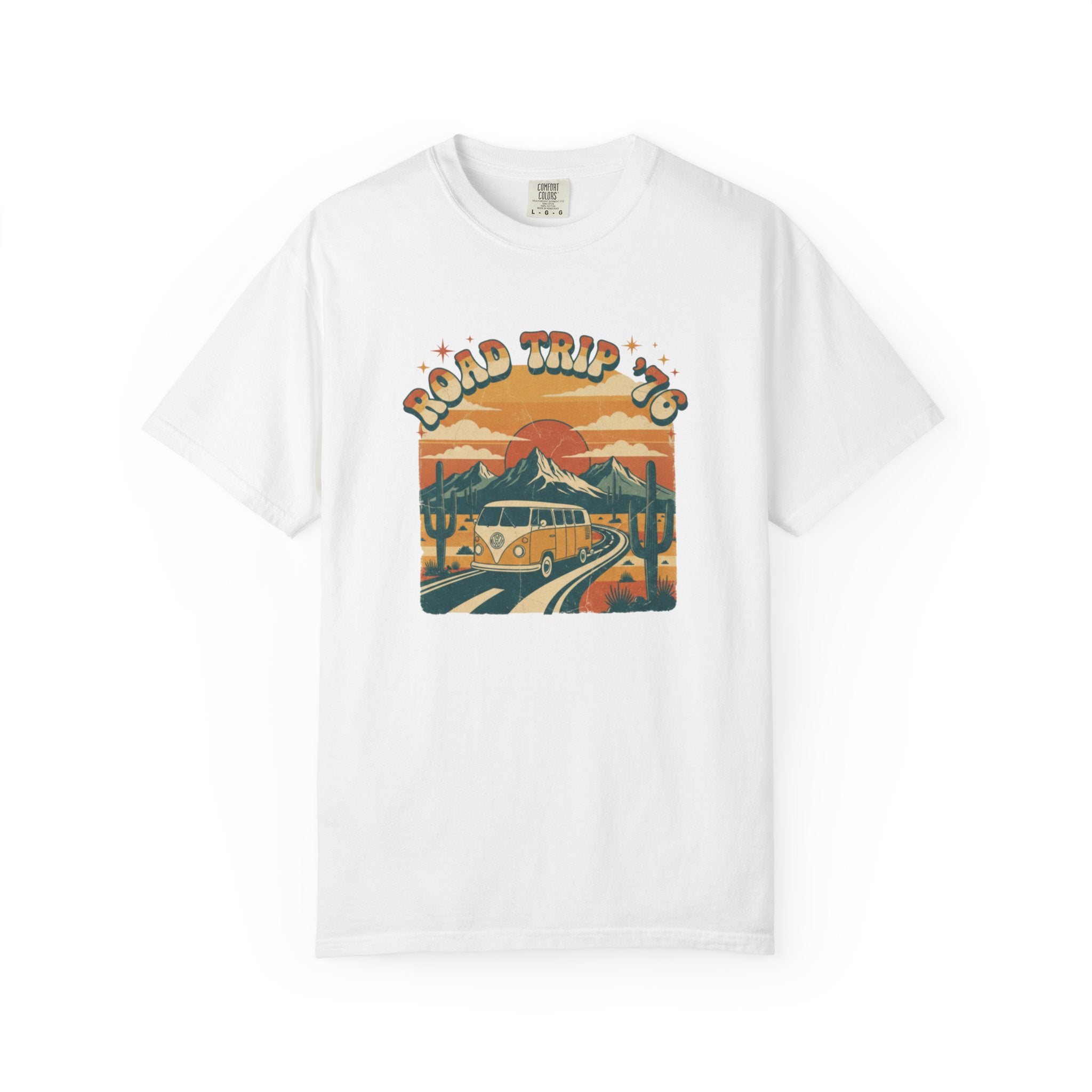 Road Trip '76 T-shirt | Vintage Camper Van Sunset Graphic