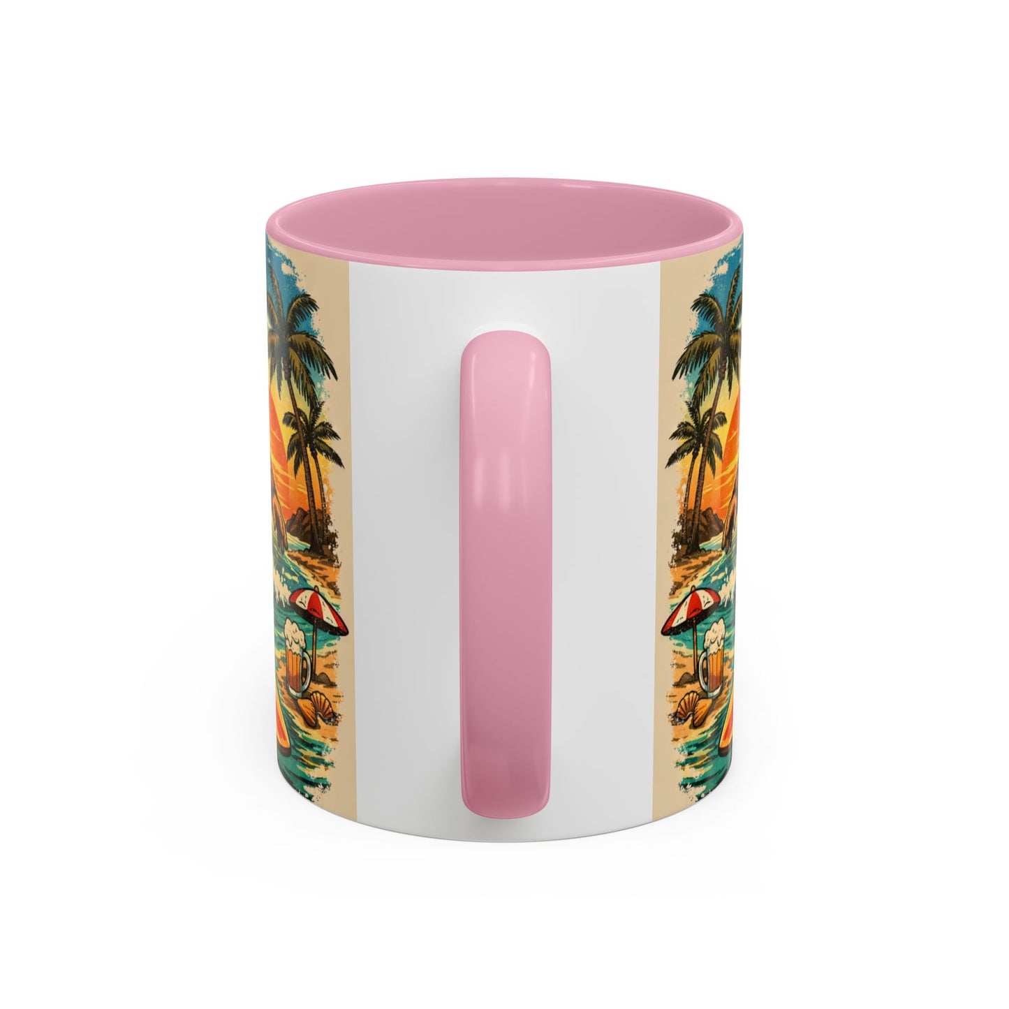 Surfing Bigfoot Mug | Retro Beach Sunset Bigfoot Wave Coffee Cup