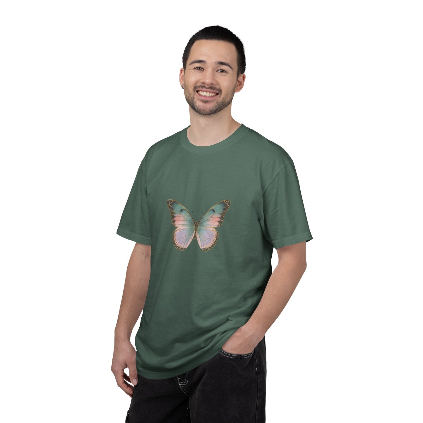 Retro 70s Vacation Butterfly T-shirt | Distressed Orange Teal Wings