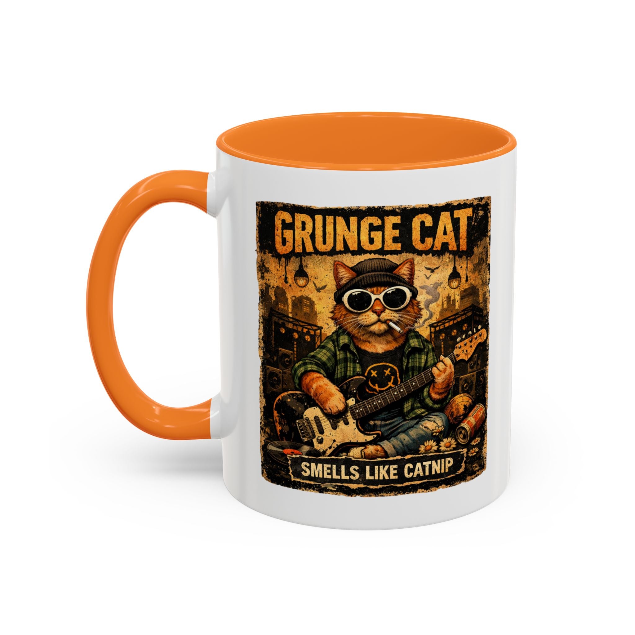 Grunge Cat Smells Like Catnip Mug | Ceramic Coffee Cup