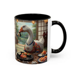 Goose with Sushi Mug | Japanese Tea Room Illustration