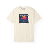 Miami Nights Sunset Palm T-shirt | Retro Vaporwave Beach Scene