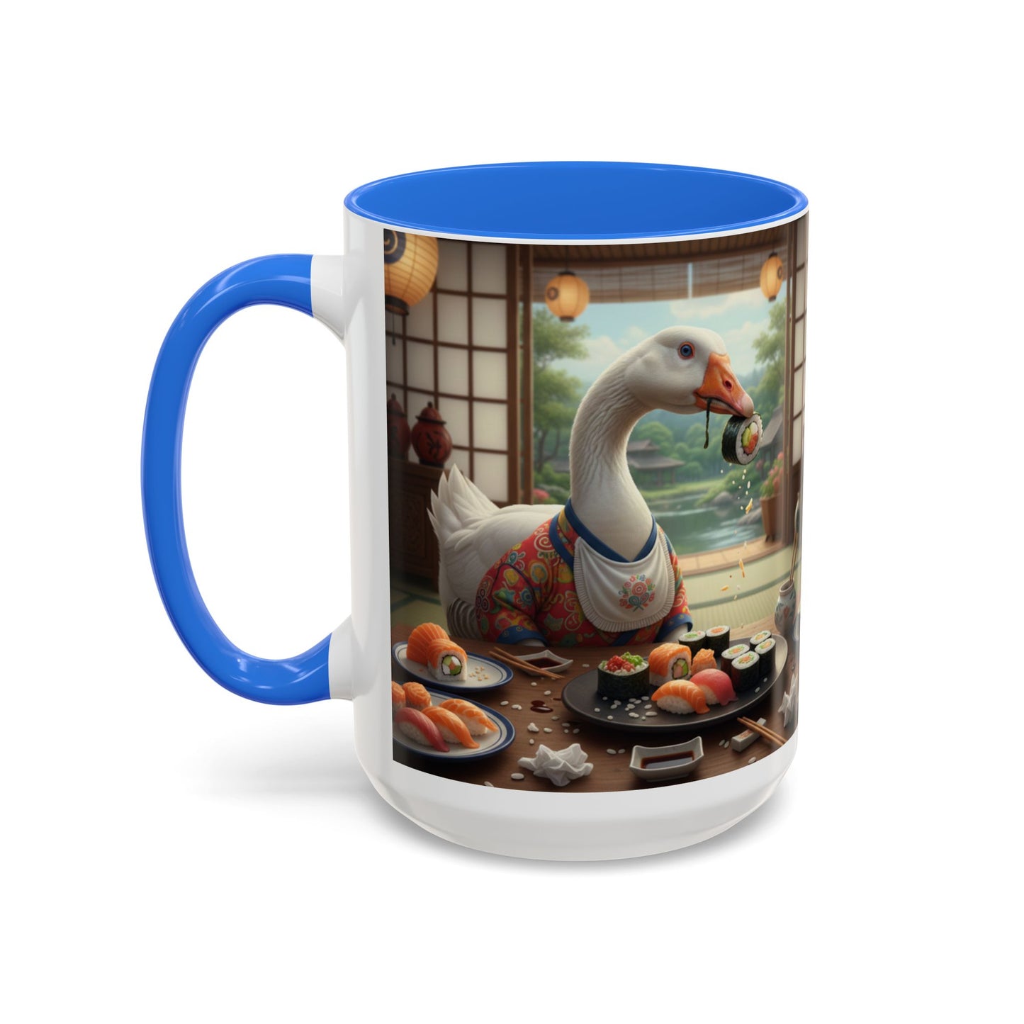 Goose with Sushi Mug | Japanese Tea Room Illustration