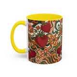Vintage Cherry Strawberry Pattern Accent Mug | 11oz 15oz