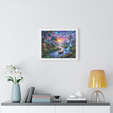 Celestial River Journey Digital Art Print - Whimsical Fantasy Landscape with Floating Castle, Glowing Forest