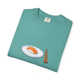 Salmon Nigiri Sushi plate with chopsticks T-shirt | sushi tee