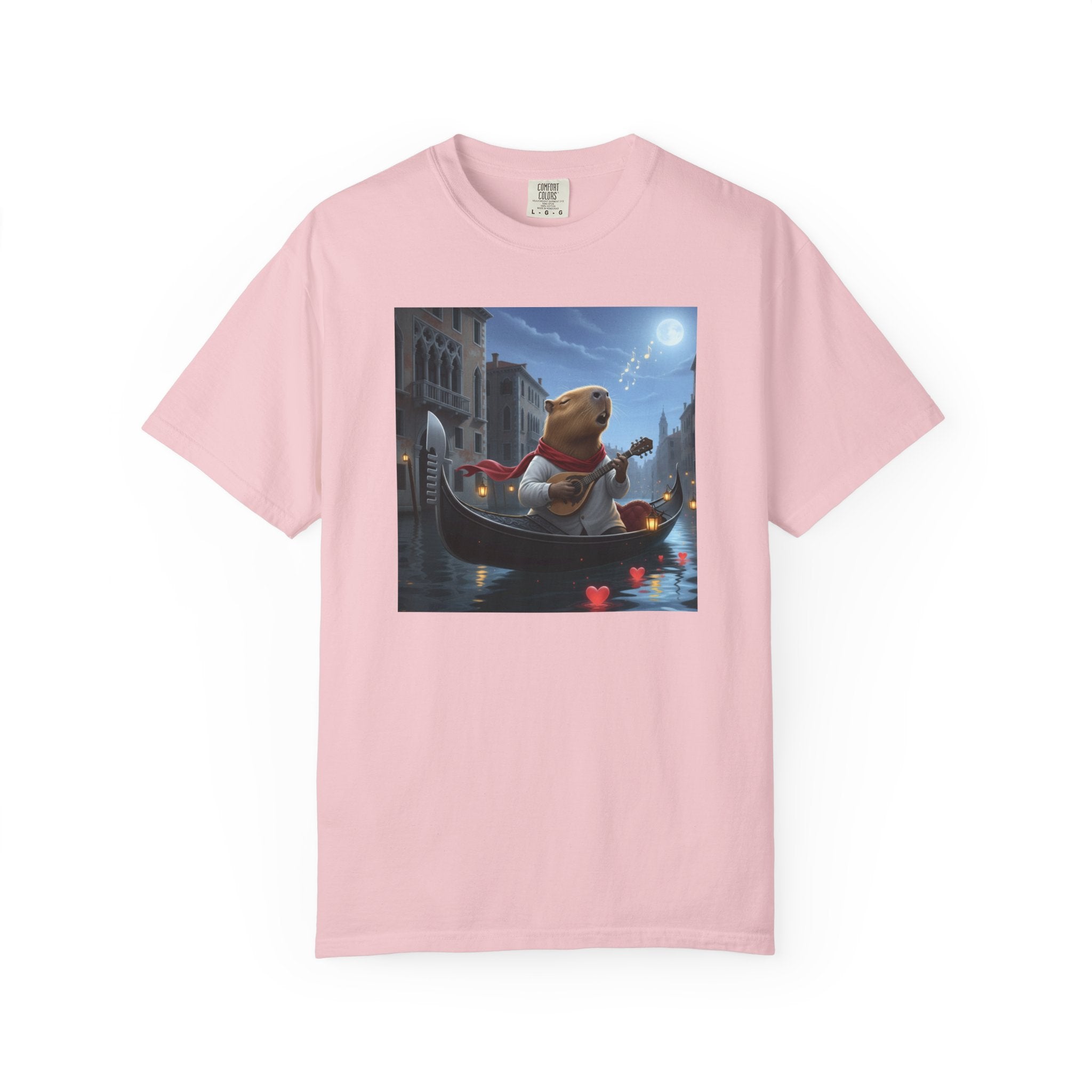 Capybara Gondolier Venice Night T-shirt | Romantic Venetian Canal Illustration