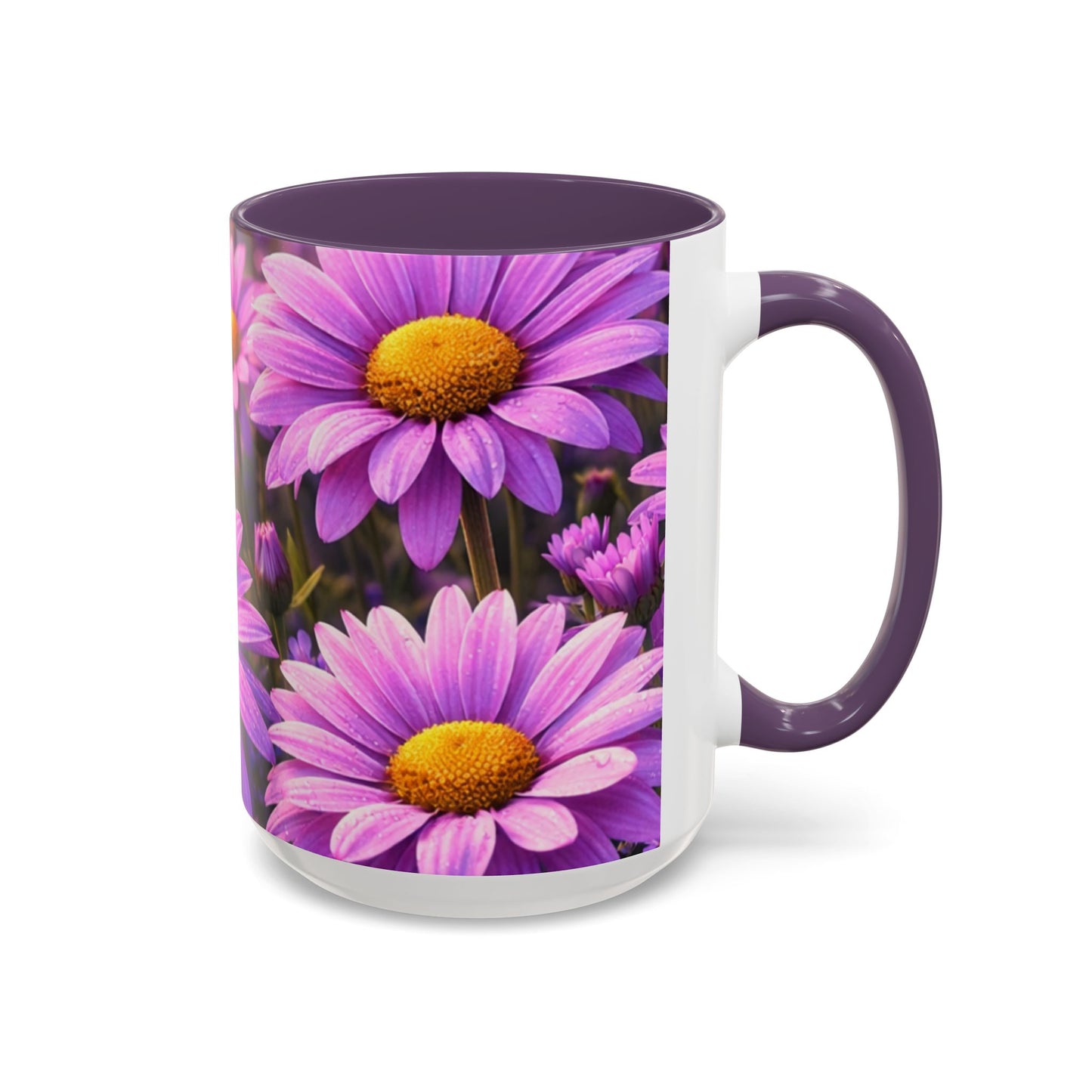 Purple Daisy Floral Mug | Accent Coffee Mug 11oz 15oz