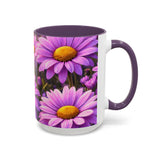 Purple Daisy Floral Mug | Accent Coffee Mug 11oz 15oz