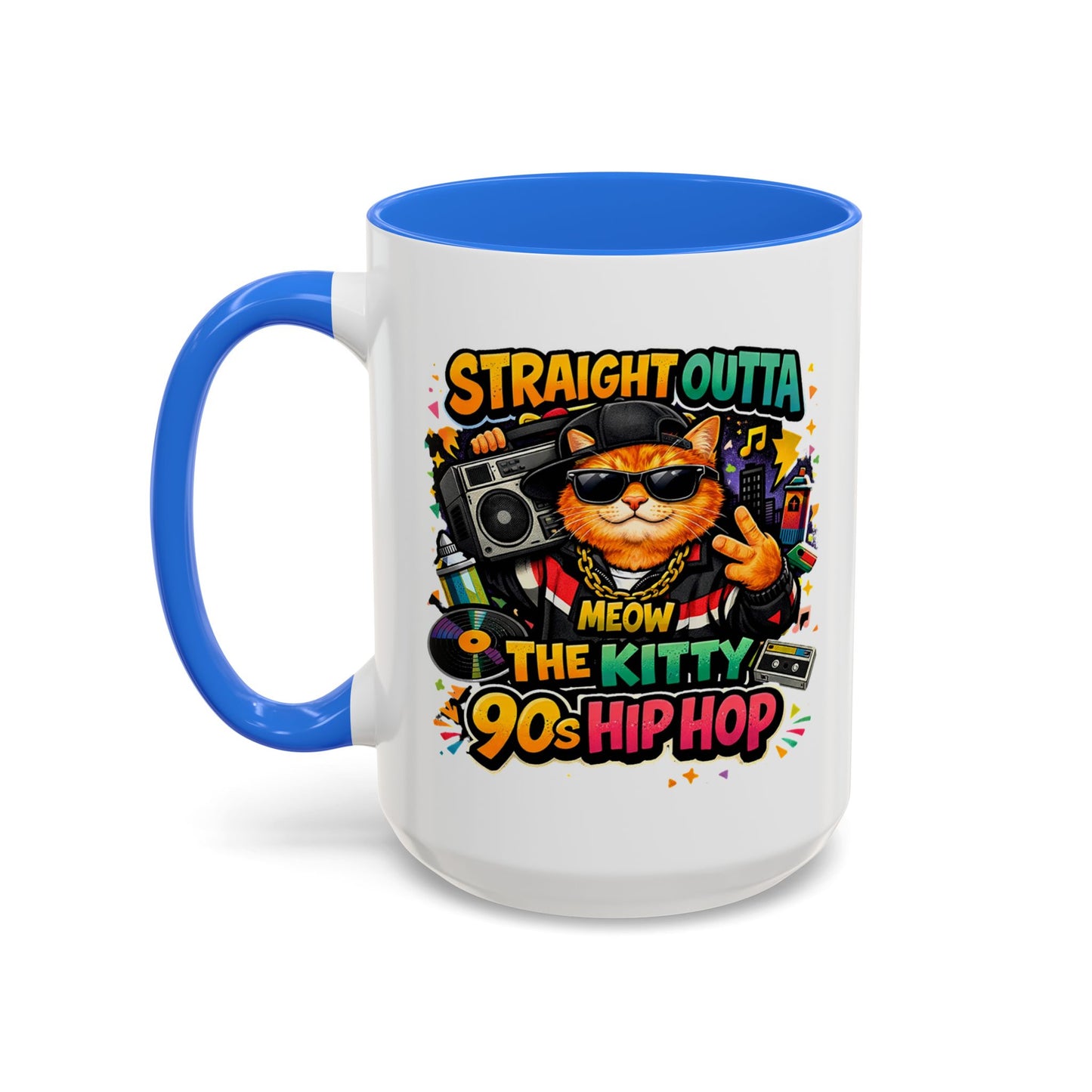 Straight Outta Meow The Kitty 90s Hip Hop Mug | Color Accent
