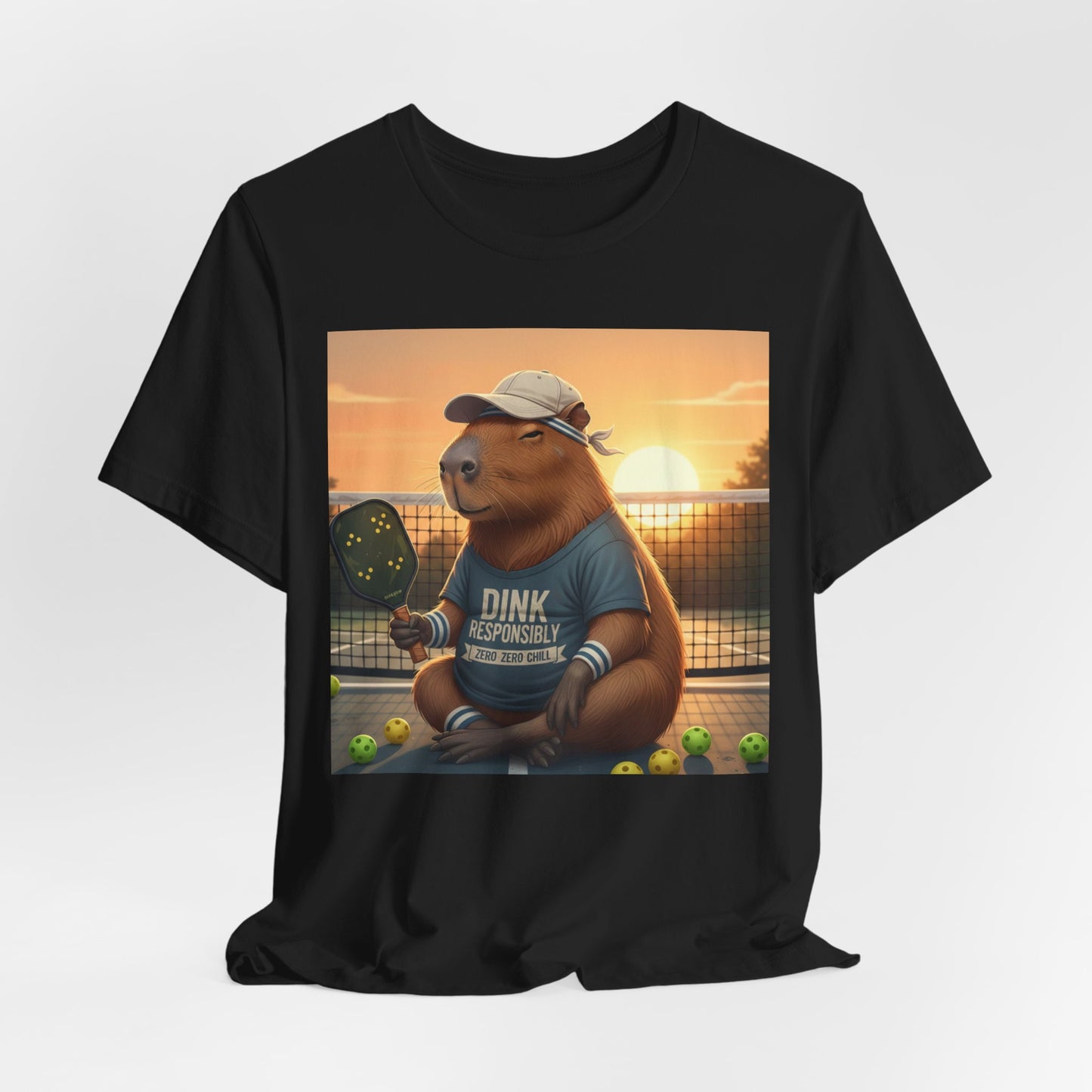 Dink Responsibly Pickleball Capybara Tee | Funny Animal Sports Art