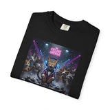 Feline Groove DJ Cat Illustration T-Shirt | Retro Neon Club Scene