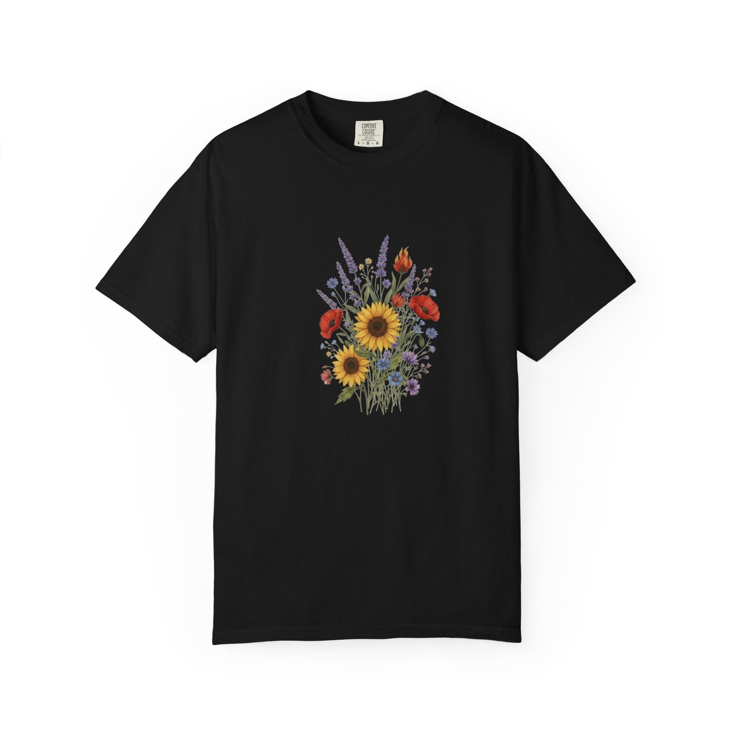 Sunflower and Wildflower Bouquet T-Shirt | Floral Botanical Garden Tee