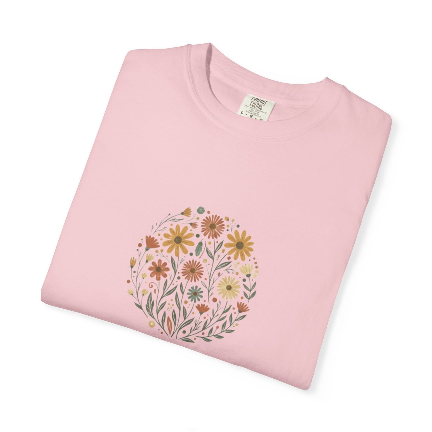 Autumn Wildflower Bouquet T-Shirt | Floral Circle Illustration