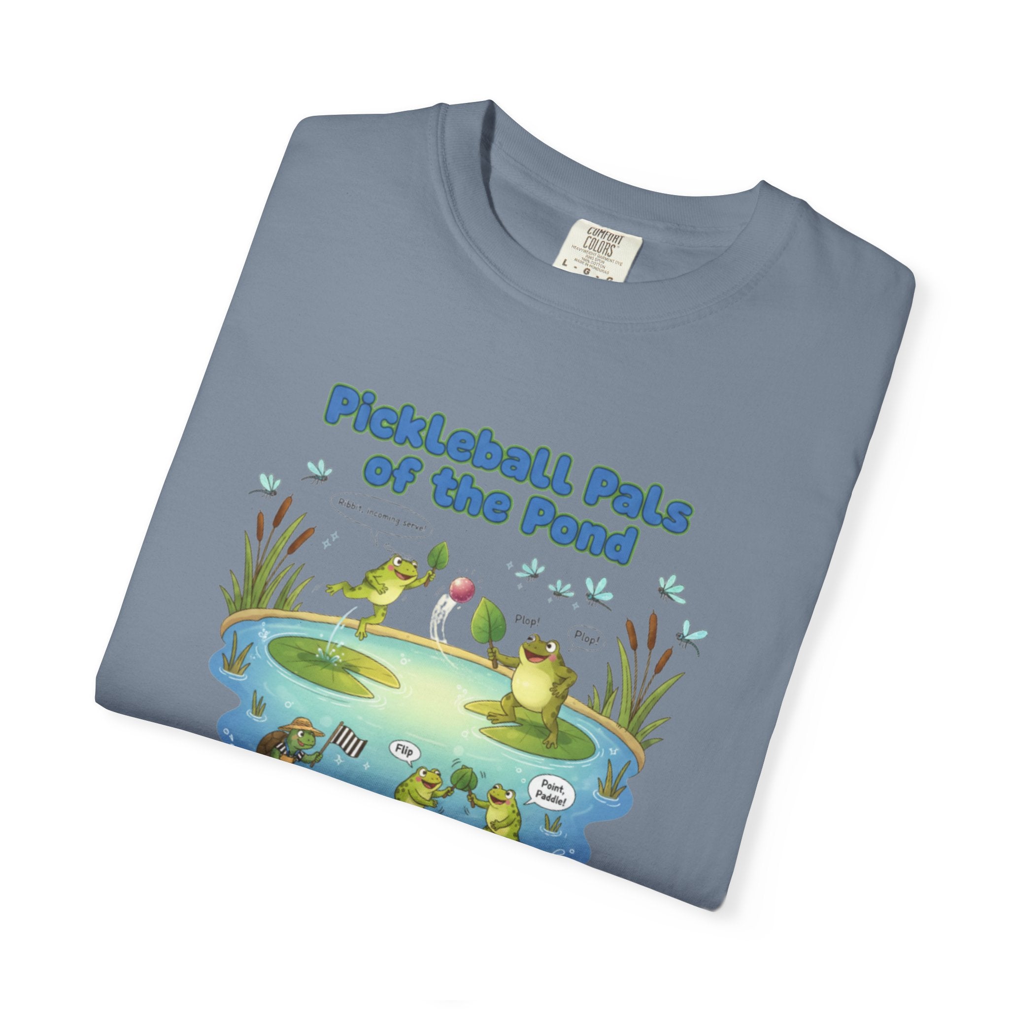 Pickleball Pals of the Pond T-Shirt | Cute Frog Pond Illustration