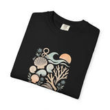 Coastal Seashells and Coral T-Shirt | Beach Wave Sunset Art