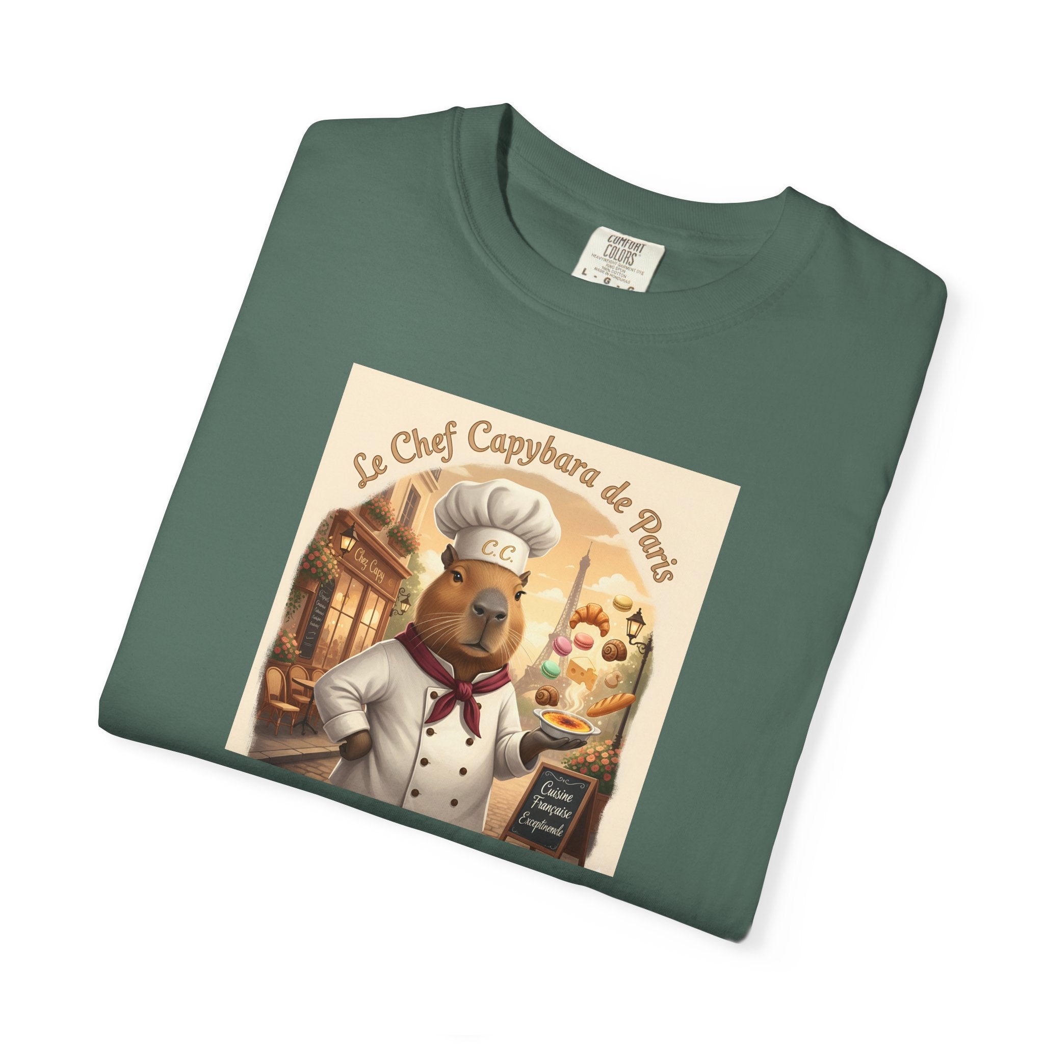 Vintage French Pâtissier Capybara Chef T-shirt | Bakery Illustration