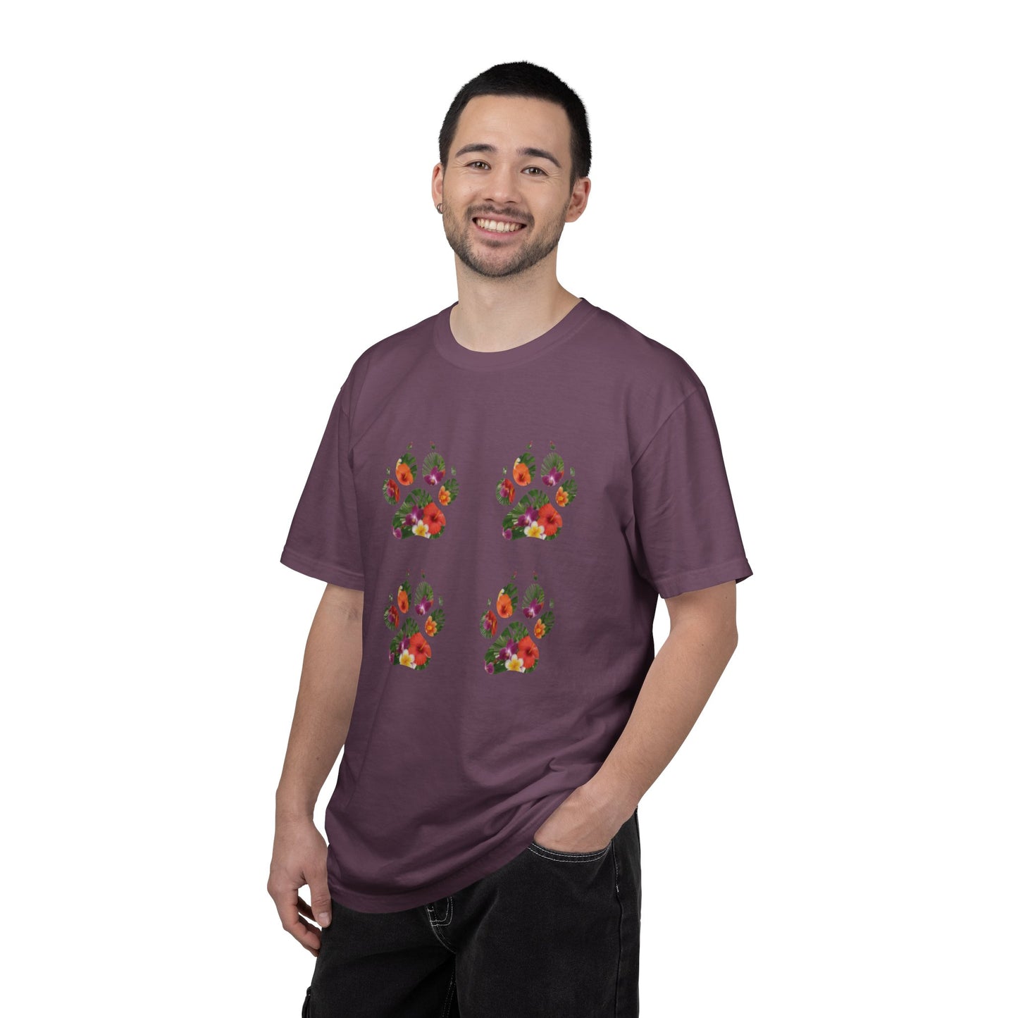 Floral Puppy Paws T-shirt | Dog Lover Tee