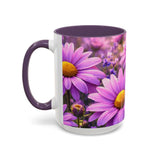 Purple Daisy Floral Mug | Accent Coffee Mug 11oz 15oz