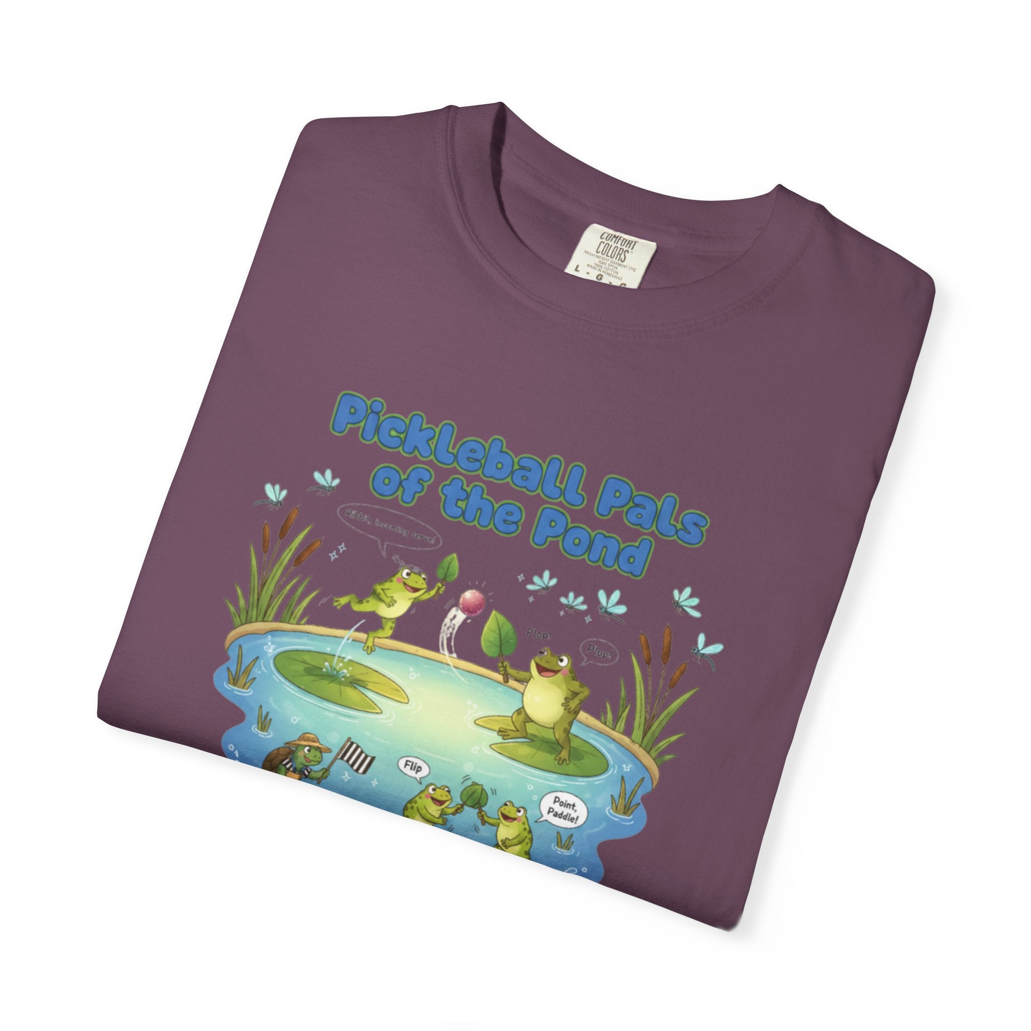 Pickleball Pals of the Pond T-Shirt | Cute Frog Pond Illustration
