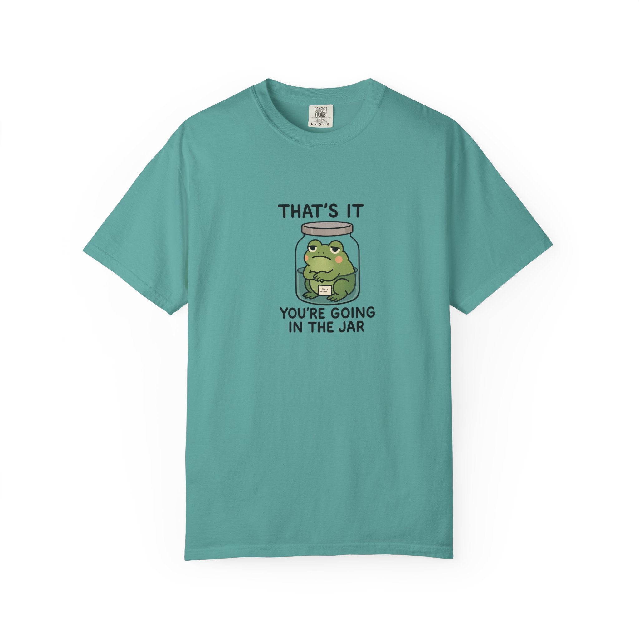Glass Jar Frog Illustration T-shirt | Frog in Water Jar