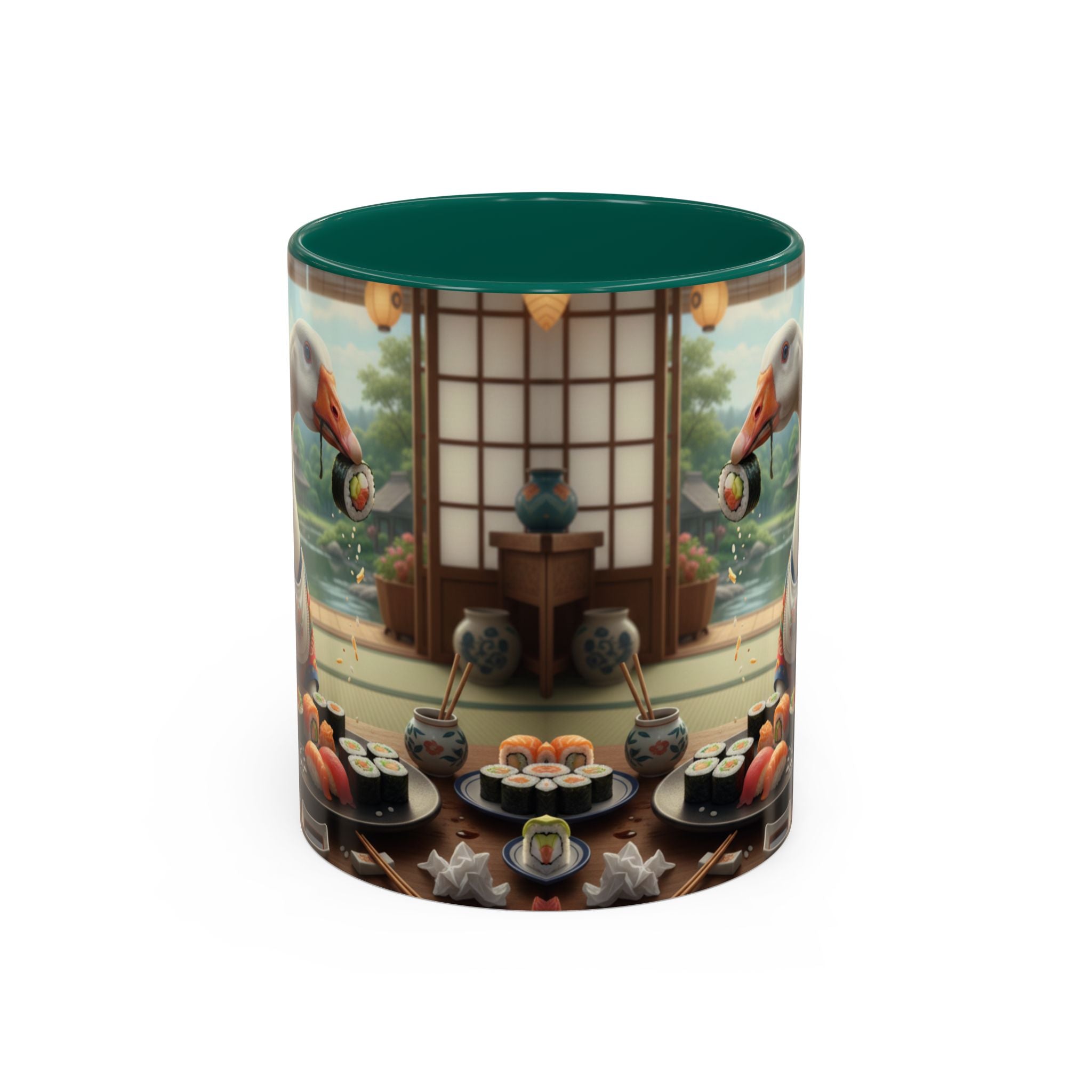 Goose with Sushi Mug | Japanese Tea Room Illustration