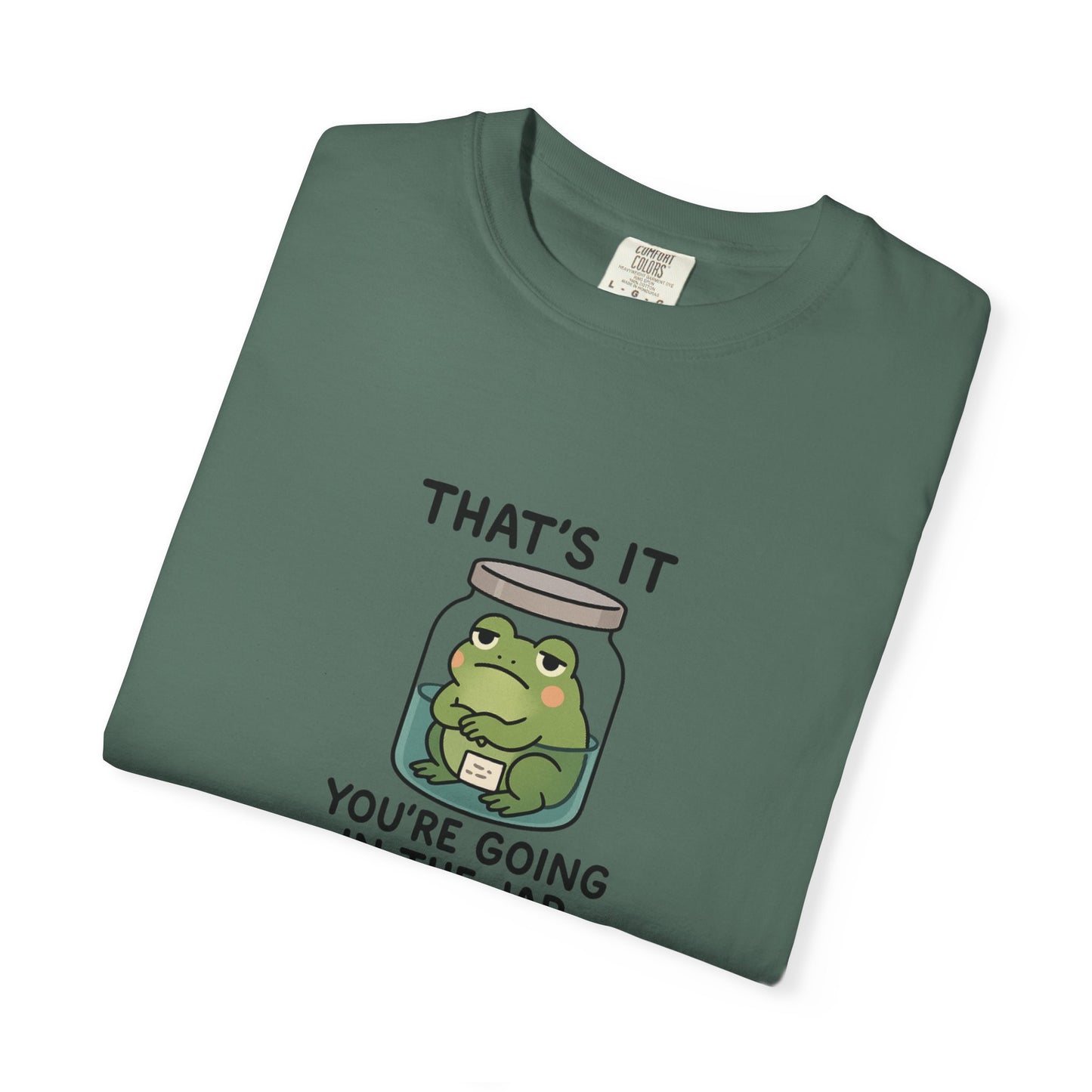 Glass Jar Frog Illustration T-shirt | Frog in Water Jar