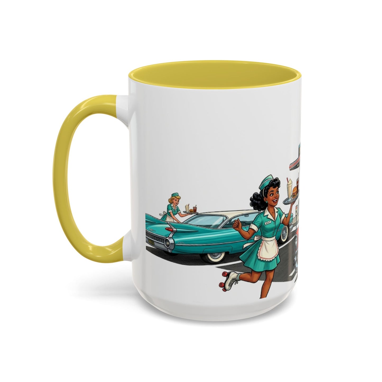 1950s Diner Scene Mug | Retro Car Hop Coffee Cup