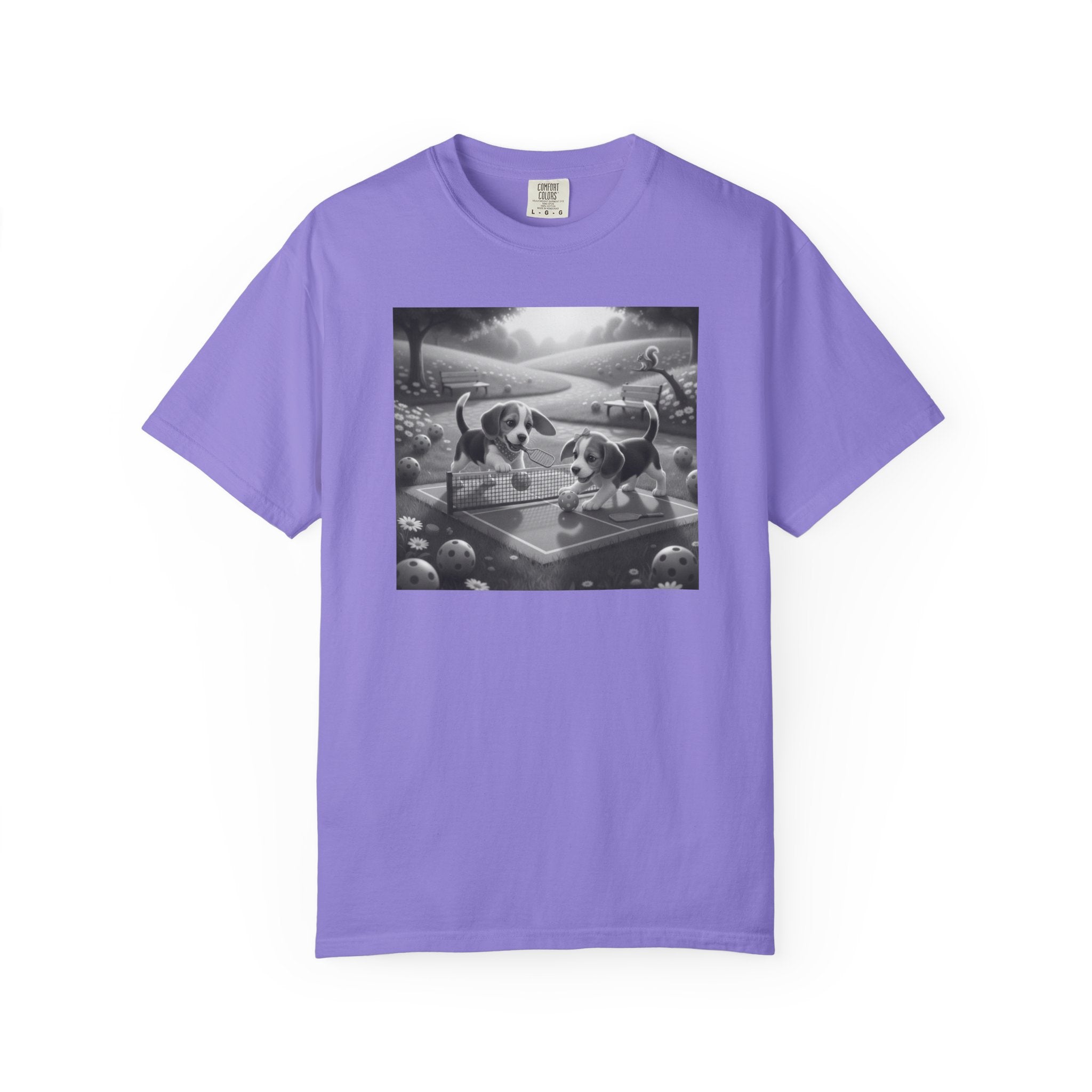 Pickleball Beagle Puppies T-shirt | Monochrome Dog Art
