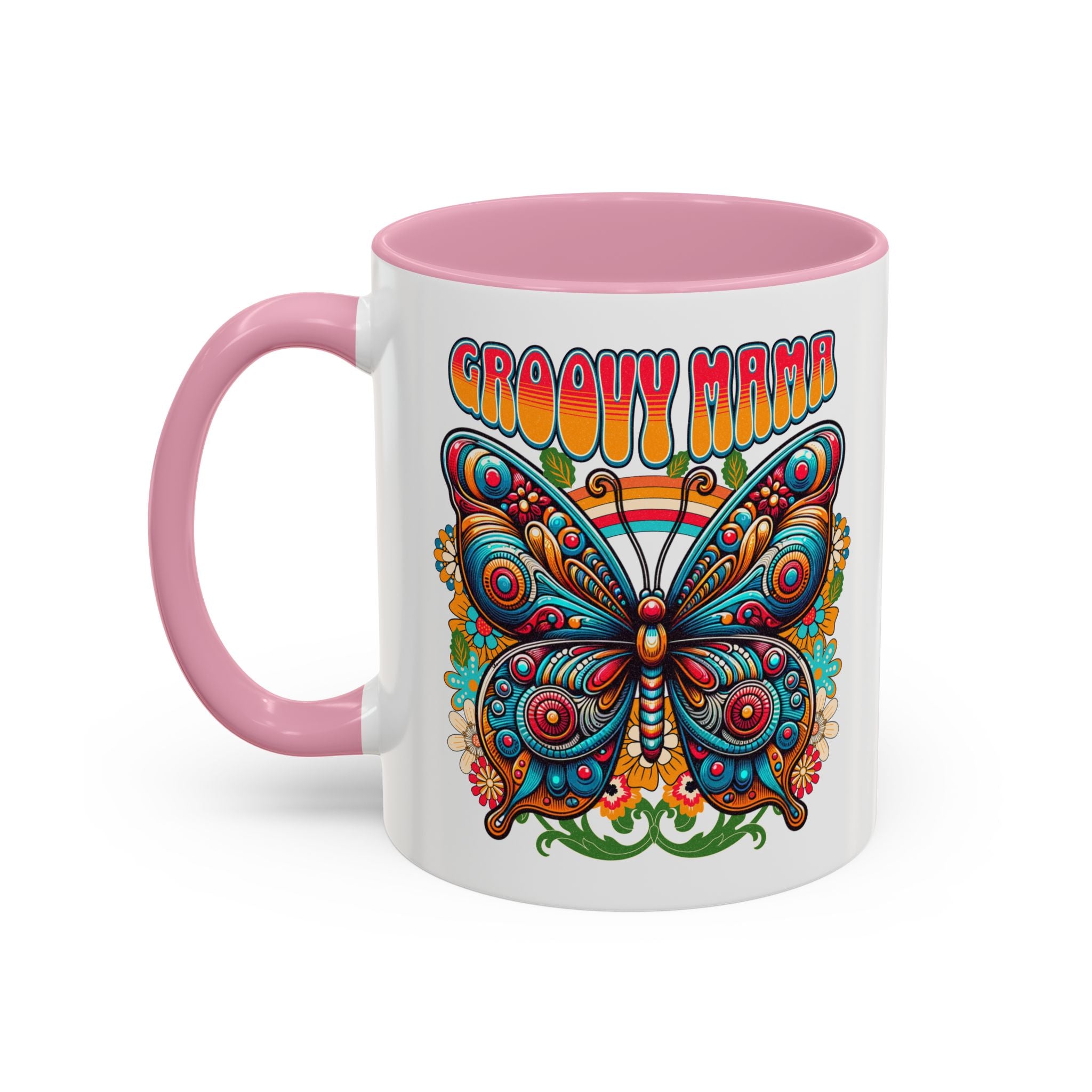 Groovy Mama Butterfly Mug | Retro Psychedelic Floral Design