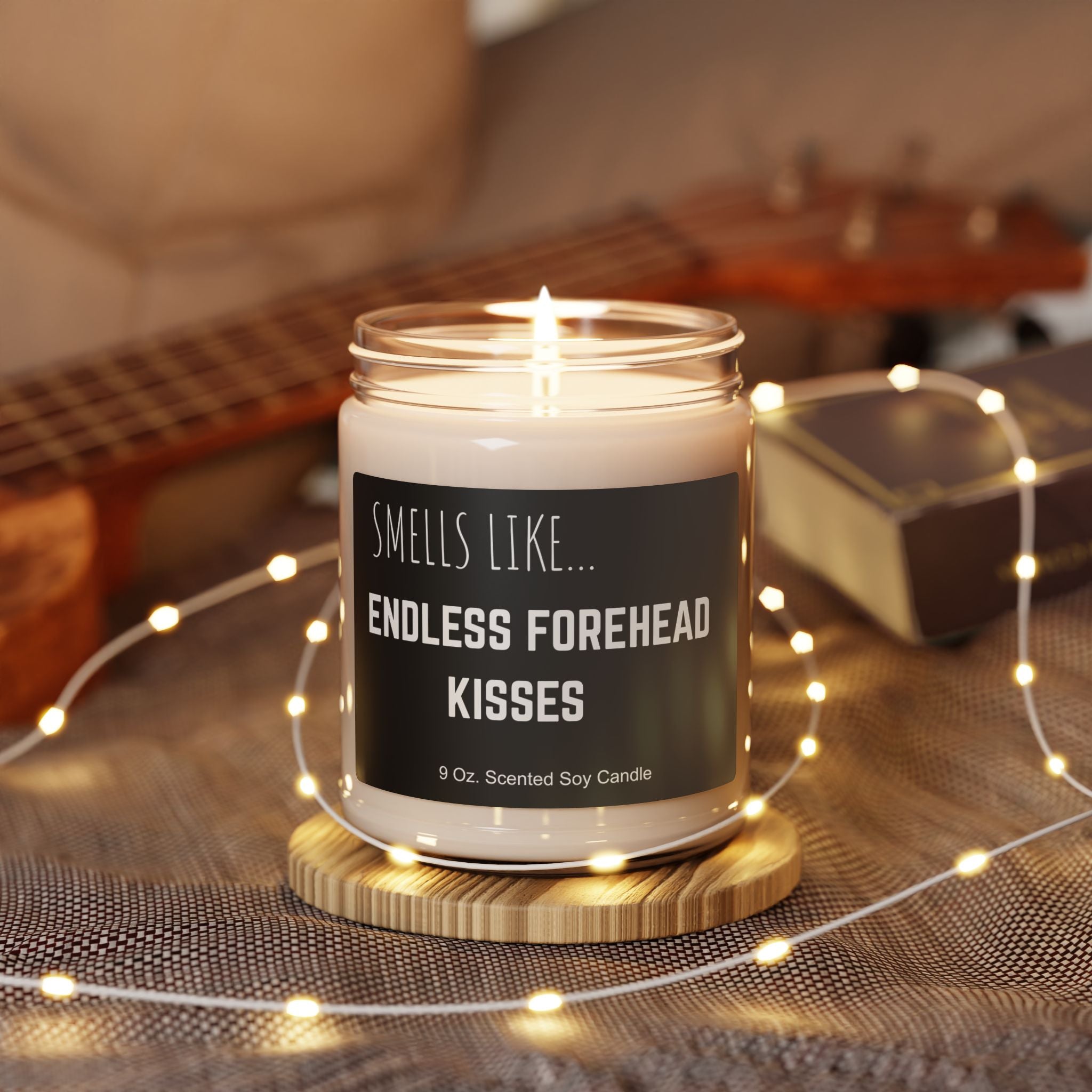 Punny Quote Scented Soy Candle, Endless Forehead Kisses (9oz)