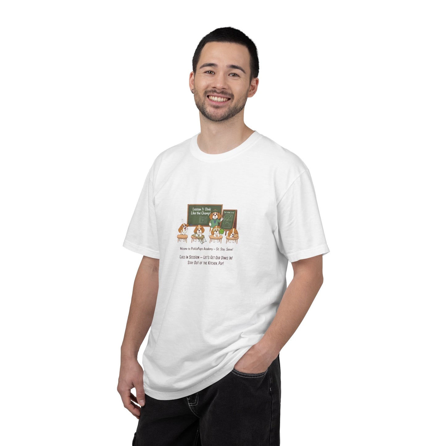 Beagle Pickleball Classroom Cartoon T-shirt | Dog Teacher Paw School Design
