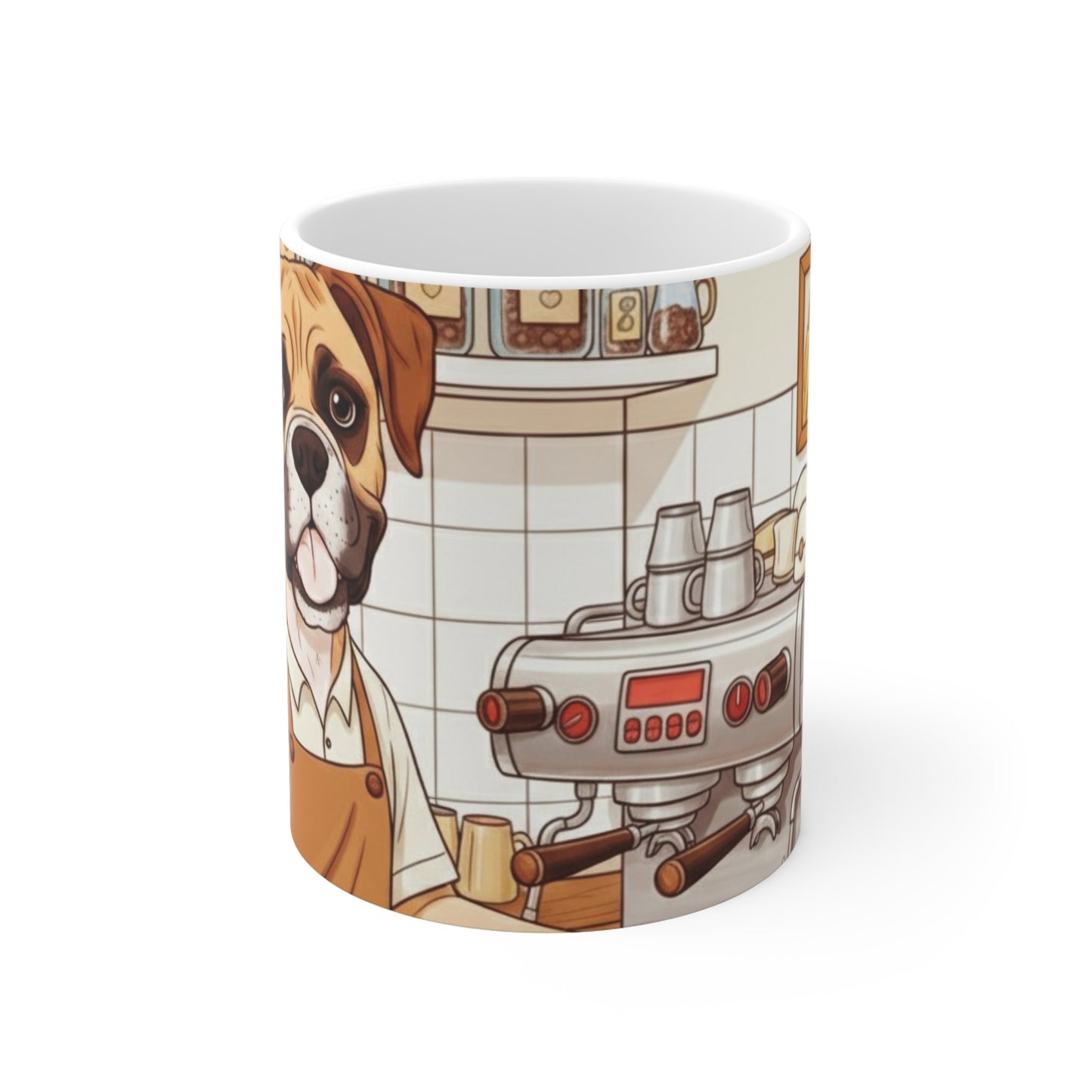 Barista Dog Mug | Pug Café Cartoon, Coffee Shop Illustration
