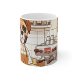Barista Dog Mug | Pug Café Cartoon, Coffee Shop Illustration