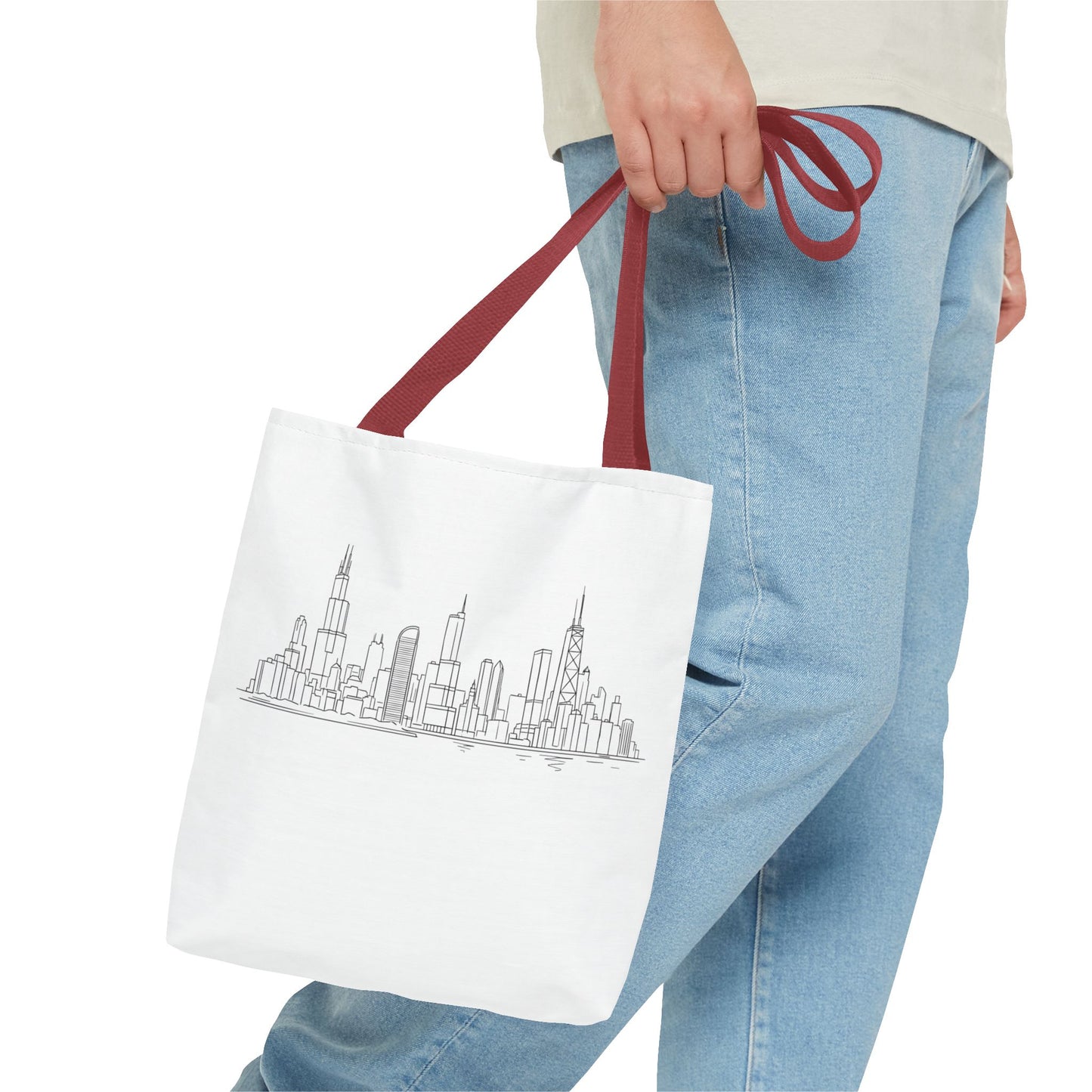 Chicago line art, City Skyline Tote Bag | Urban Skyline Illustration