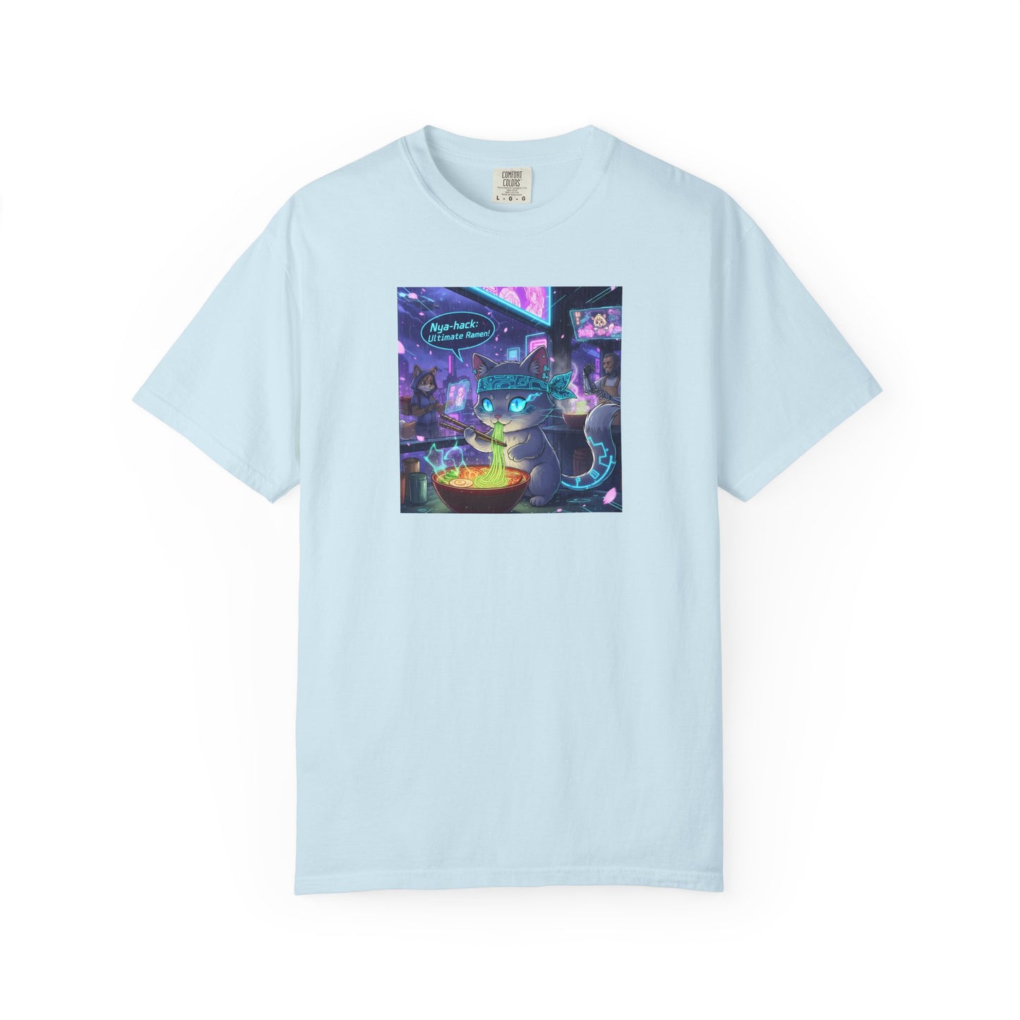 Cyberpunk Cat T-shirt | Neon Magic Potion Street Scene
