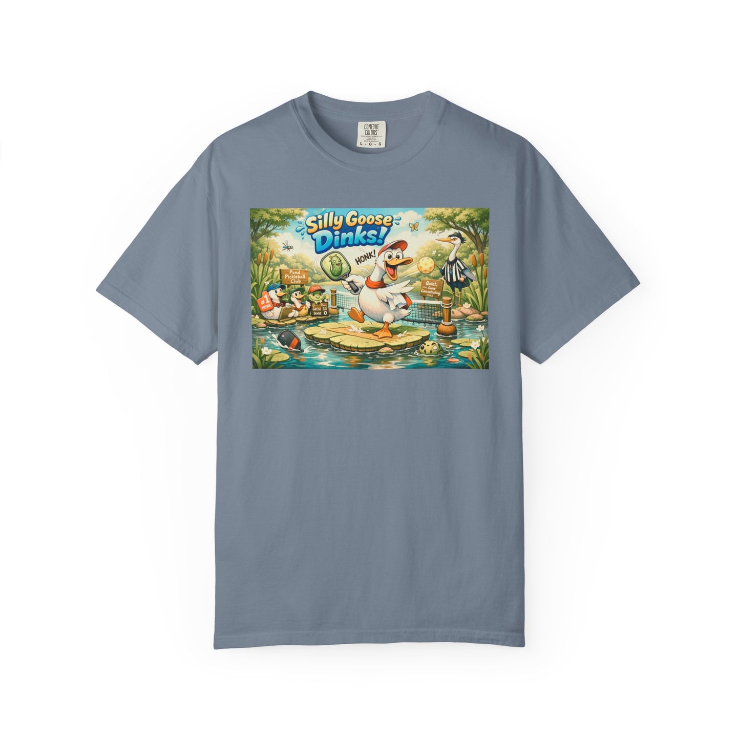 Silly Goose Dinks Cartoon Goose T-Shirt | Vintage Picnic Pond Illustration