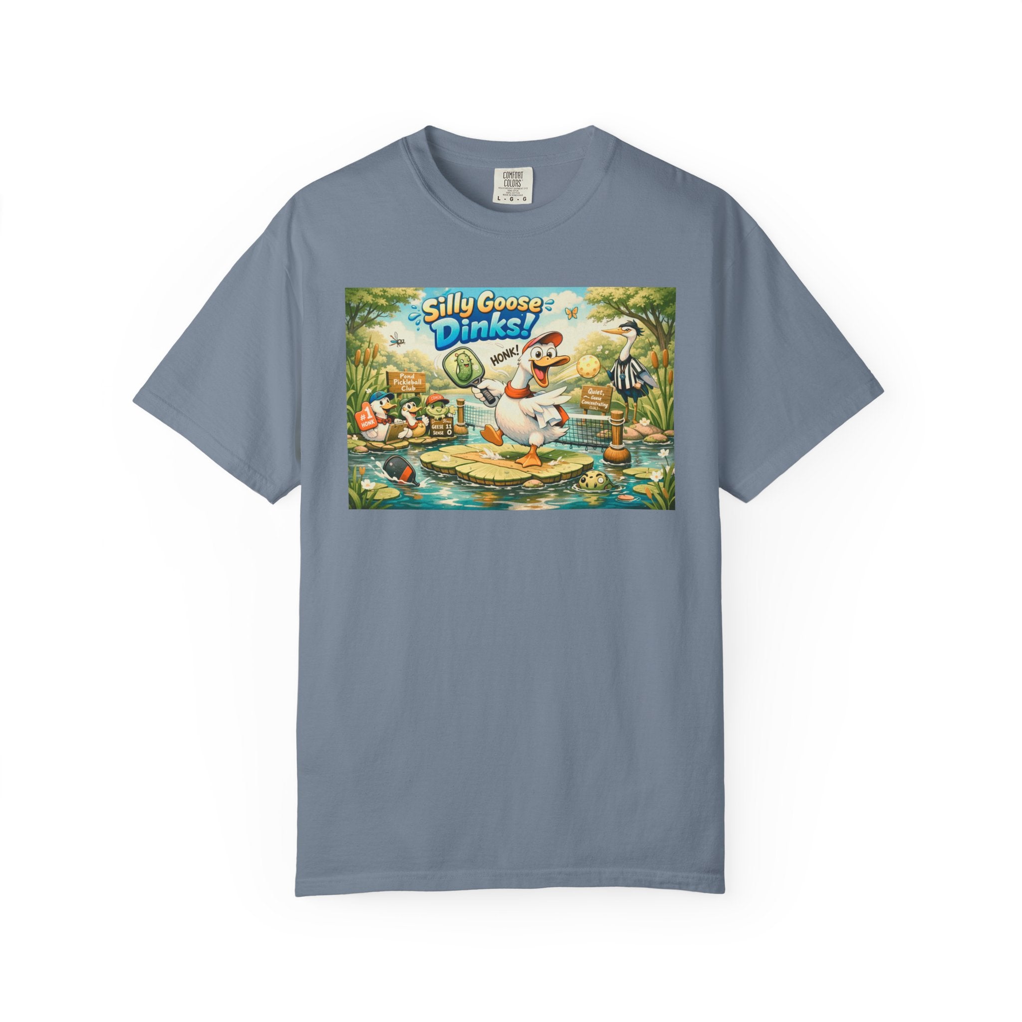 Silly Goose Dinks Cartoon Goose T-Shirt | Vintage Picnic Pond Illustration