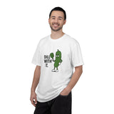 Dill With It Pickle Character T-shirt | Funny Vegan Food Pun Tee