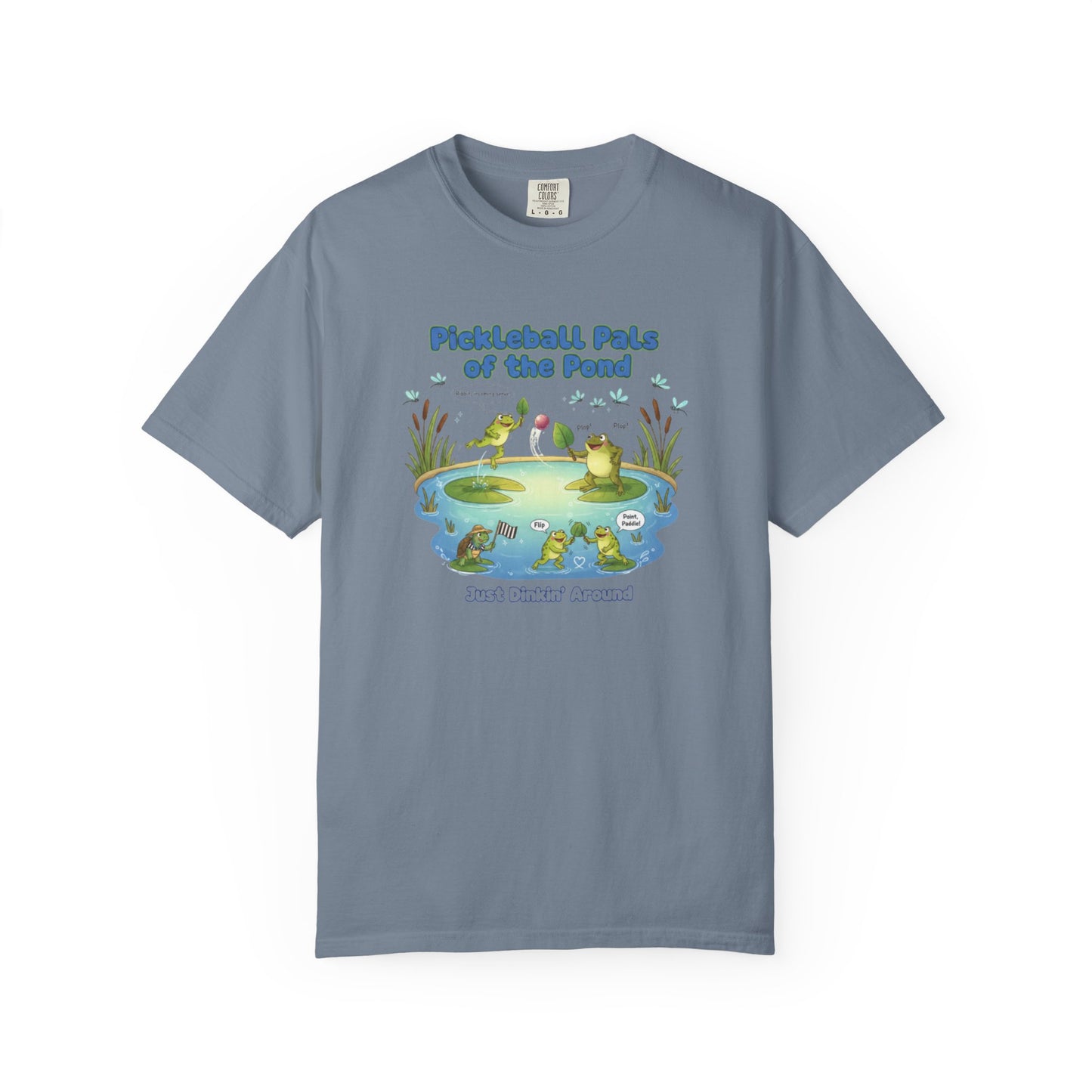 Pickleball Pals of the Pond T-Shirt | Cute Frog Pond Illustration