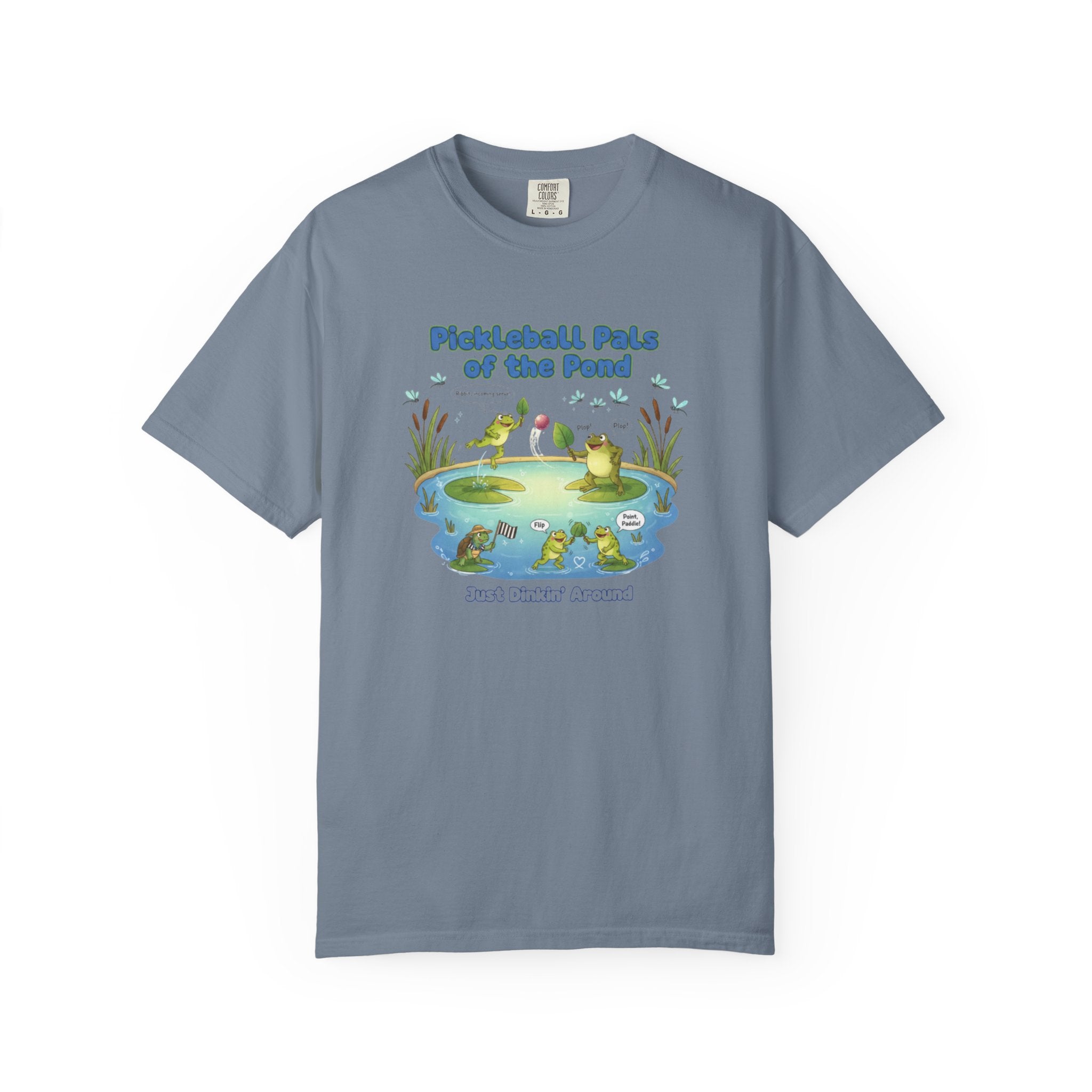 Pickleball Pals of the Pond T-Shirt | Cute Frog Pond Illustration