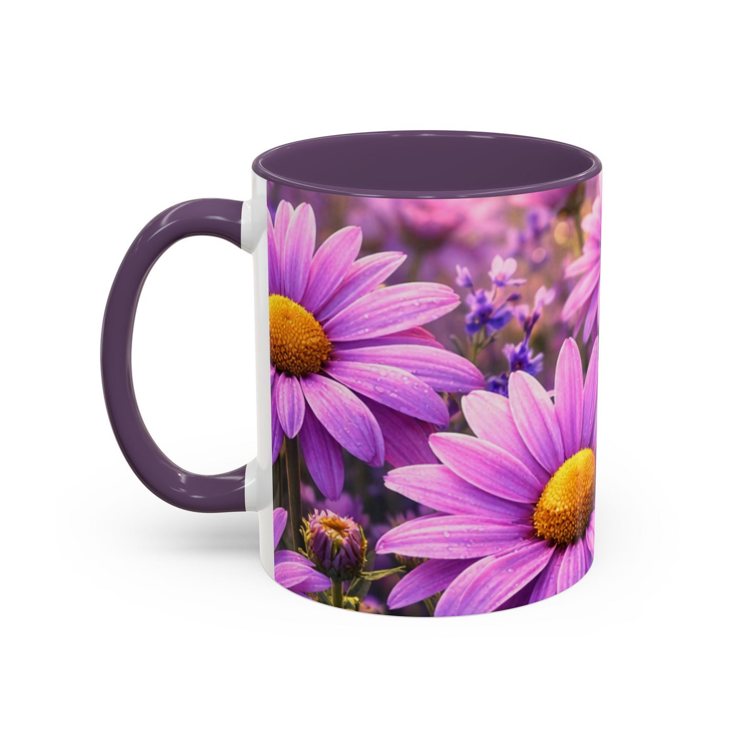 Purple Daisy Floral Mug | Accent Coffee Mug 11oz 15oz