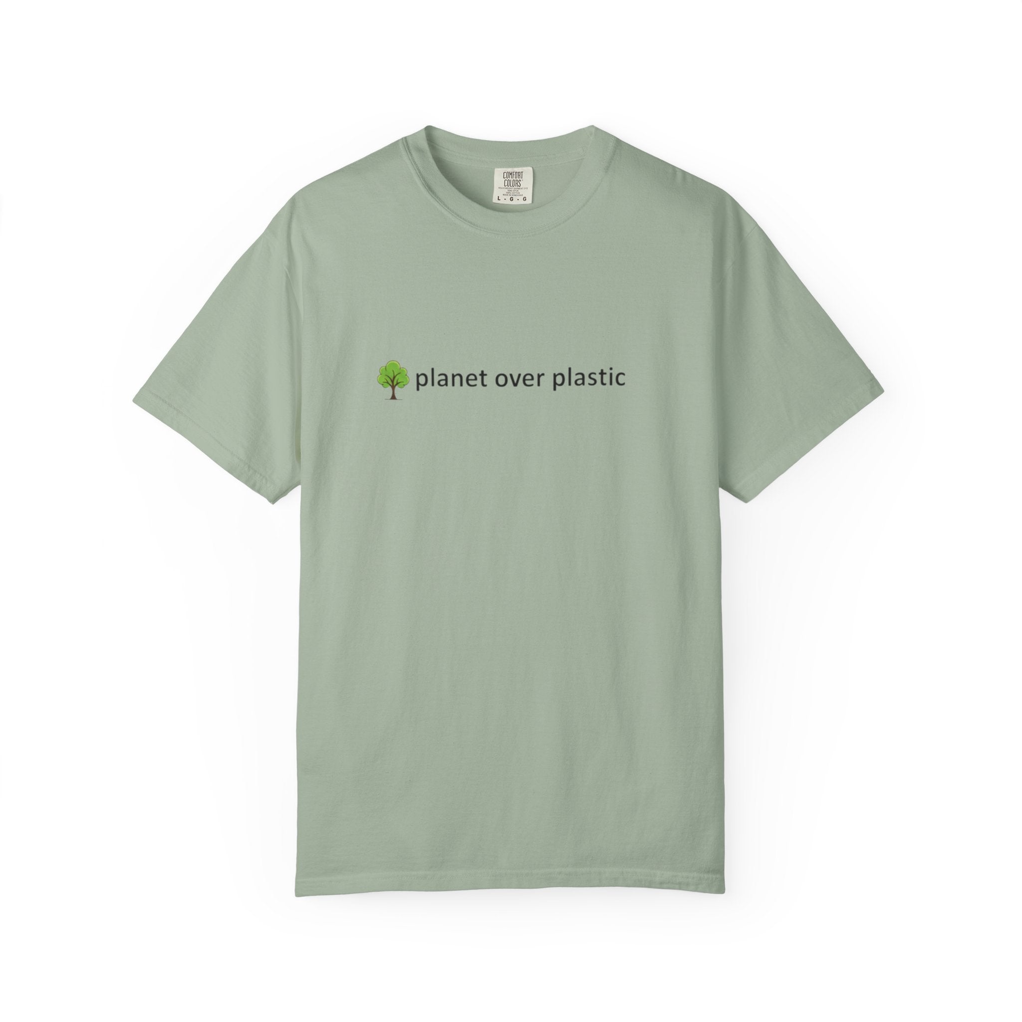 planet over plastic T-shirt | environmental tree slogan tee