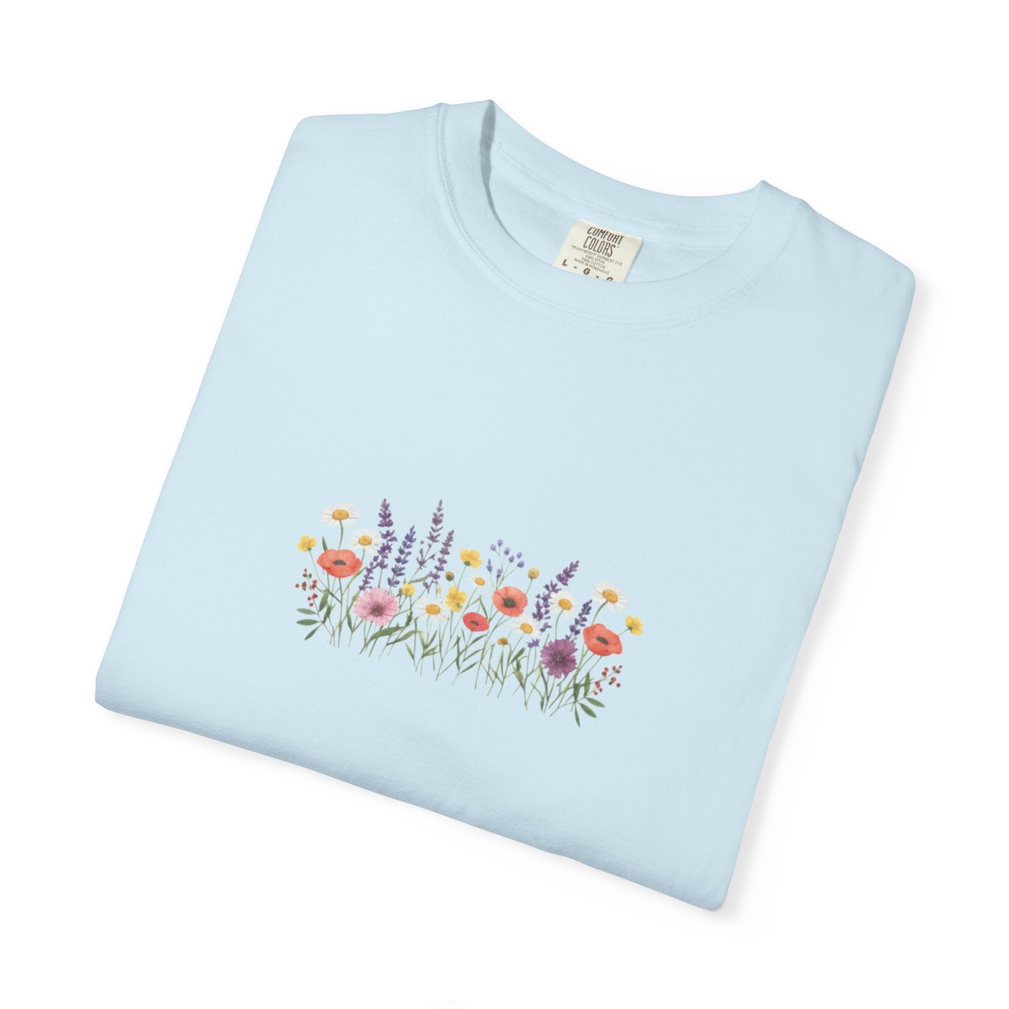 Wildflower Meadow watercolor floral design T-shirt | botanical garden tee