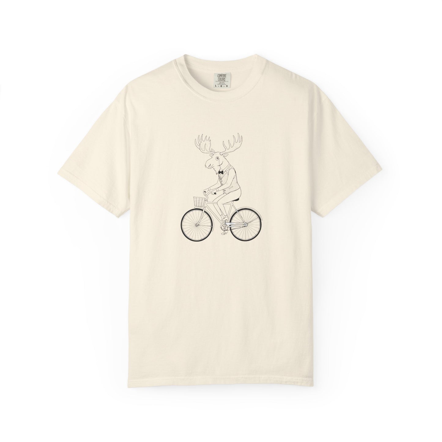 Funny Moose Riding Bike T-shirt | Novelty Animal Cycling Tee