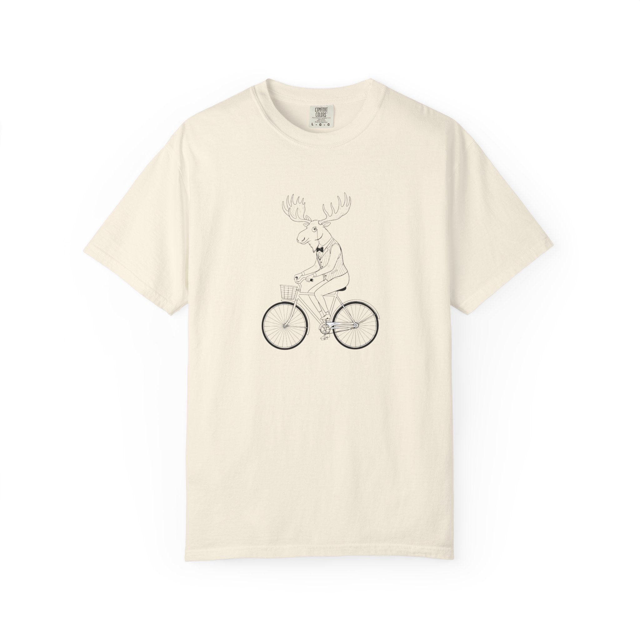 Funny Moose Riding Bike T-shirt | Novelty Animal Cycling Tee