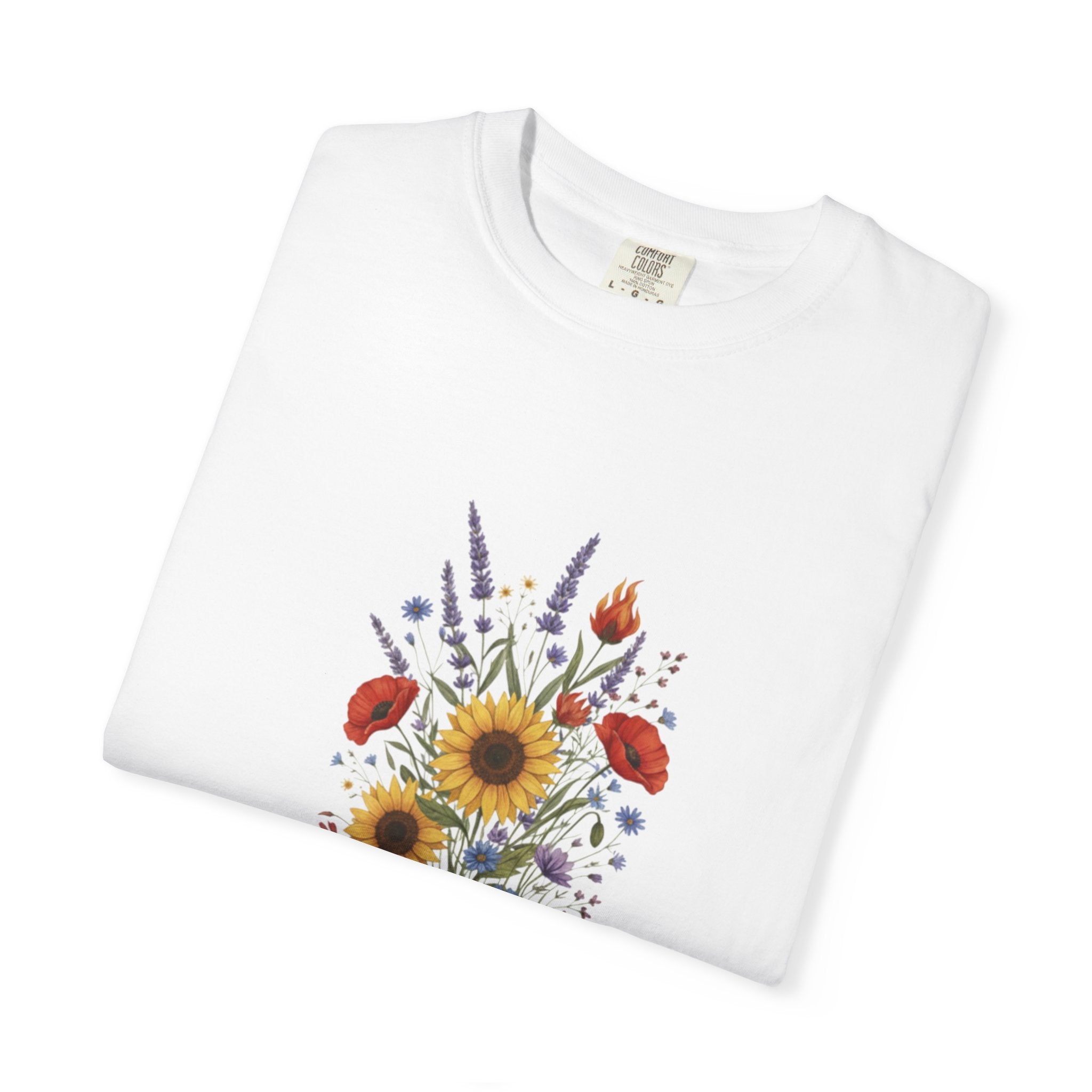 Sunflower and Wildflower Bouquet T-Shirt | Floral Botanical Garden Tee