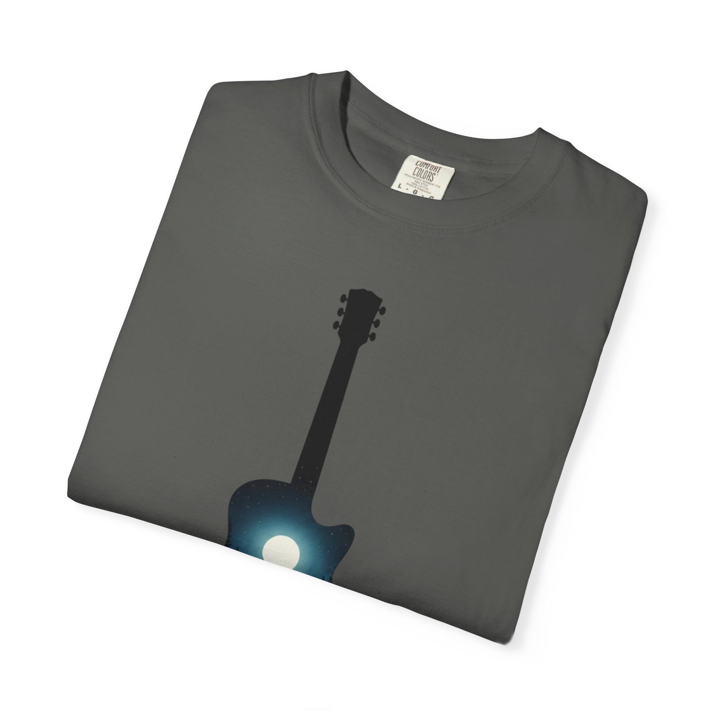 Moonlit Acoustic Guitar T-Shirt | Night Sky Guitar Silhouette