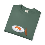 Salmon Nigiri Sushi plate with chopsticks T-shirt | sushi tee