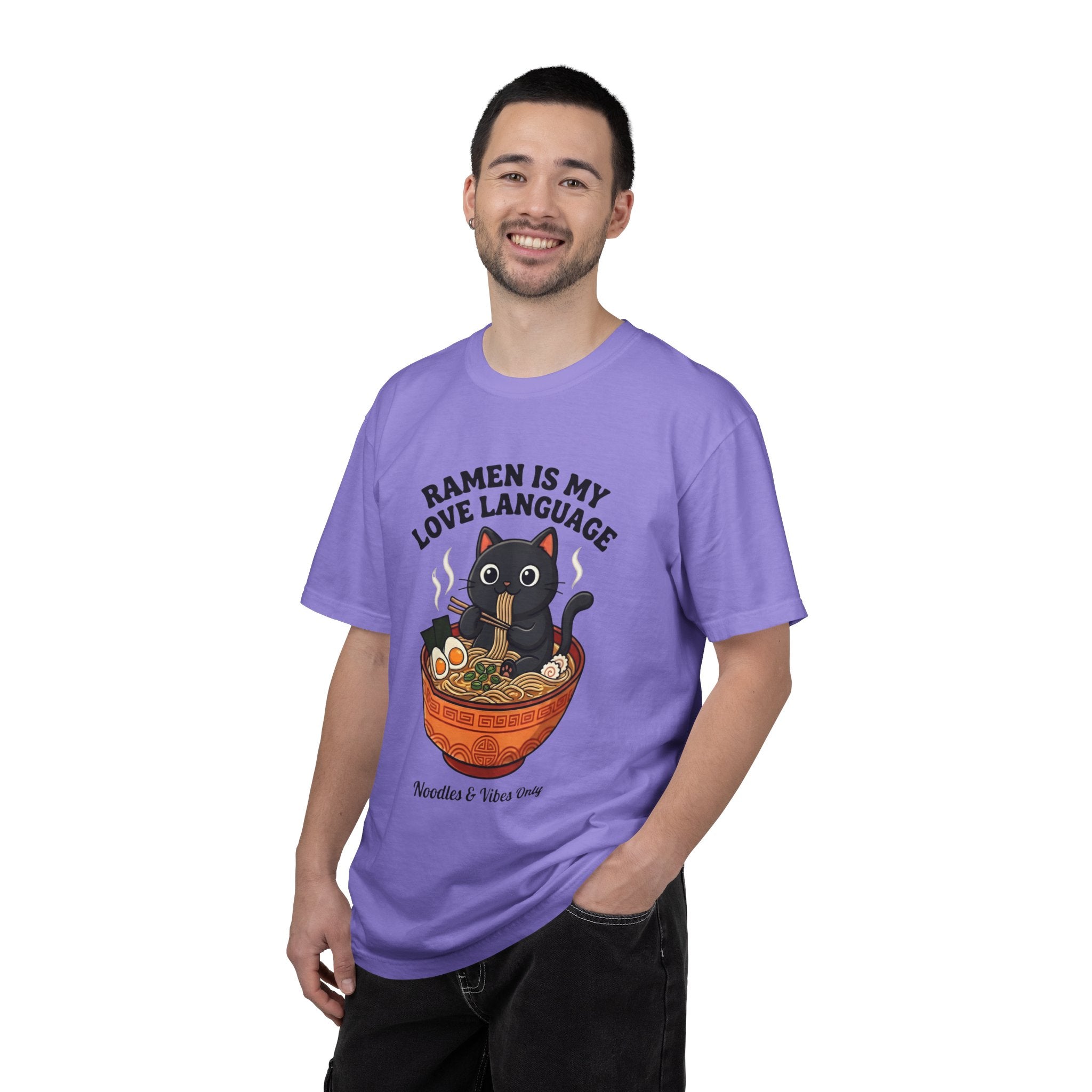 Ramen Is My Love Language T-shirt | Cat in Ramen Bowl Noodles Vibes Tee